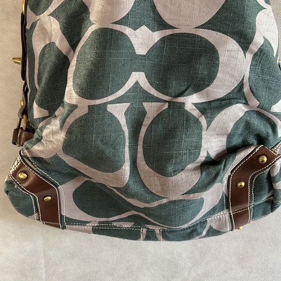 Denim green fabric handbag - Picture 4 of 9
